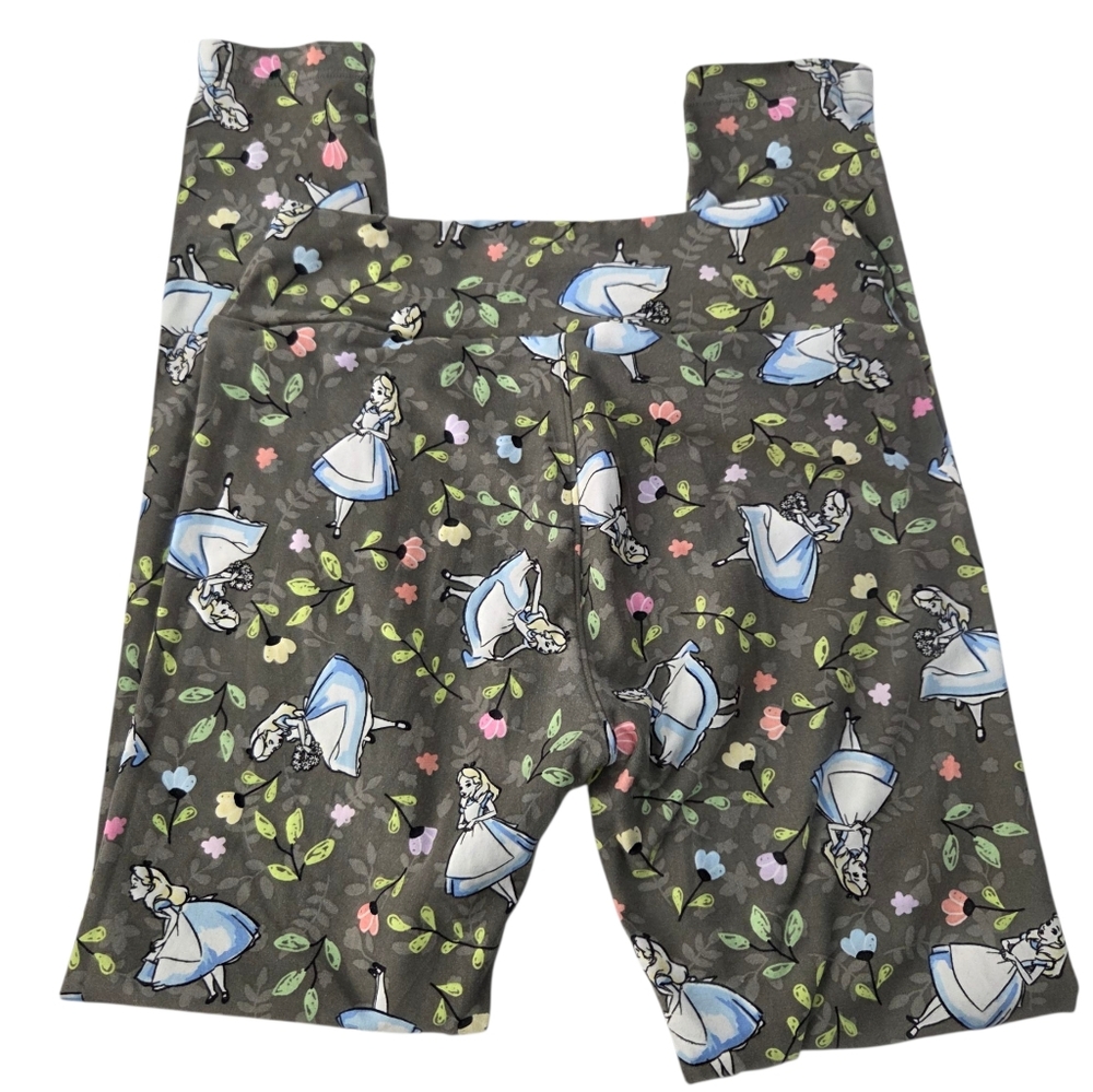 Lularoe Alice In Wonderland Disney Leggings Womens One Size Gray Blue - Picture 2 of 10